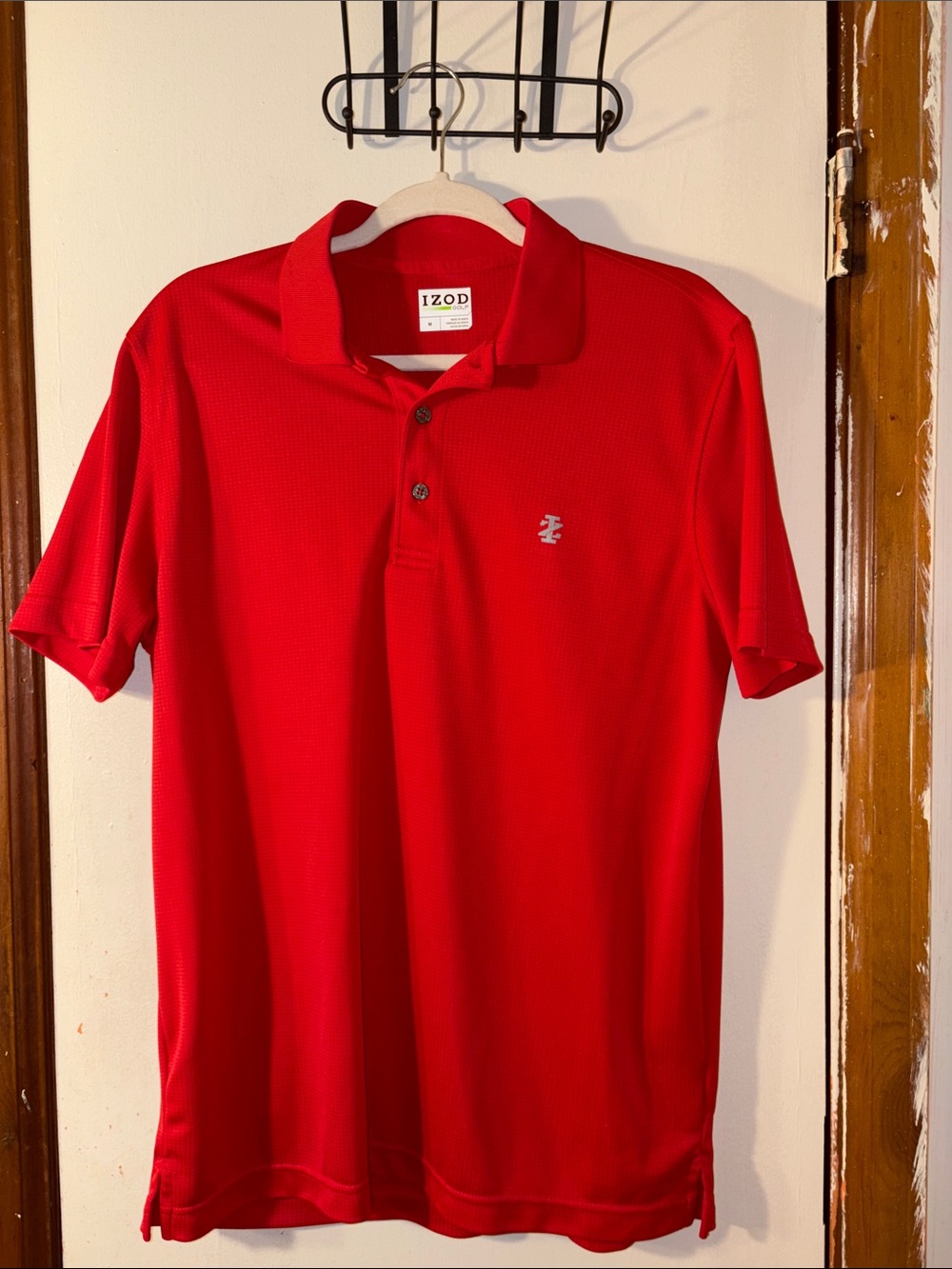 Izod performance Golf Grid stretch Polo Red Short-Sleeve Polo Shirt